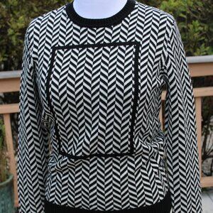 Robinhood Women Sweater Crew Neck SZ (US M) (EU-95) Black White Casual